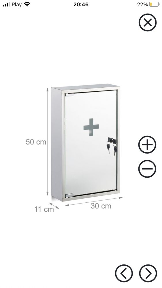 Szafka medyczna Apteczka wisząca z lustrem Pierwsza pomoc domowa Inox