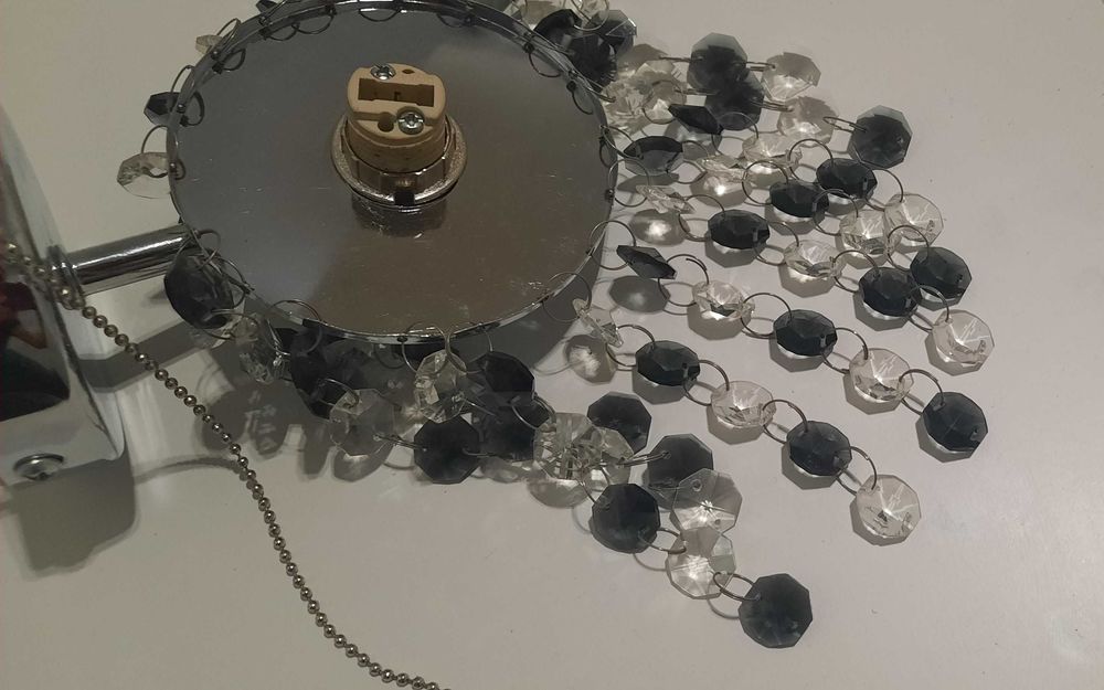 Kinkiet Roki srebrno-czarny kryształowy kryształki diamenciki glamour