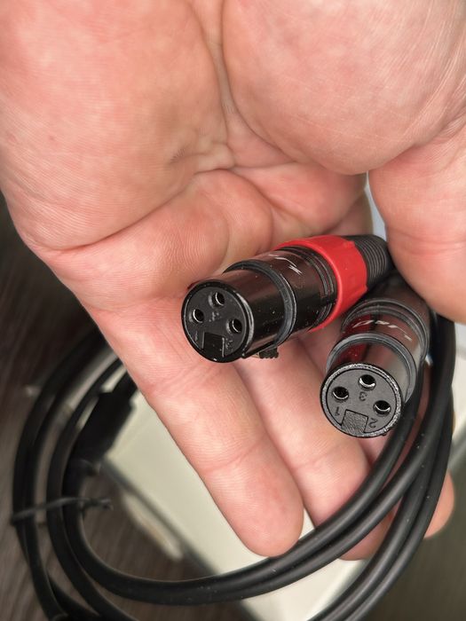 Аудіокабель J&D — 3.5 мм Jack 2× XLR (червоний/чорний)