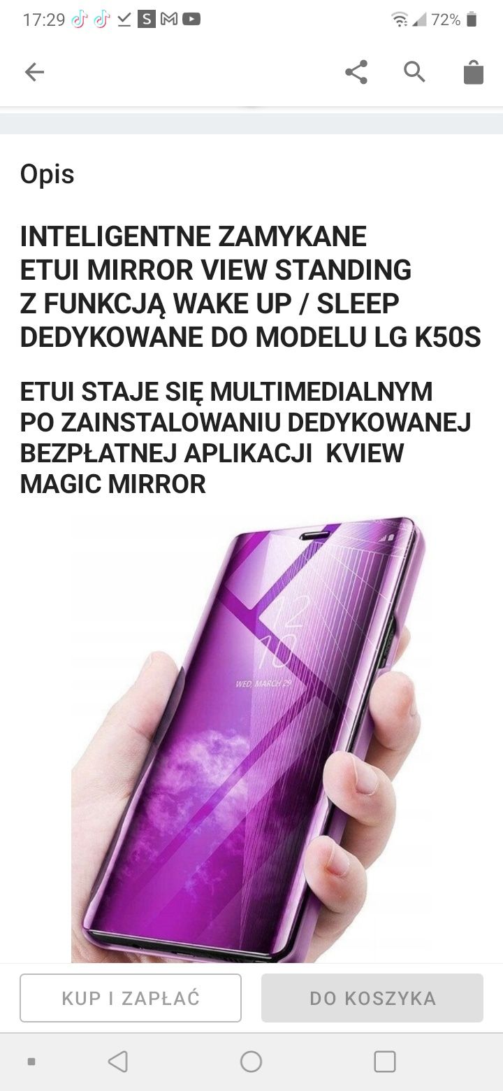 dwa etui z klapka do tekefonu LG K50S