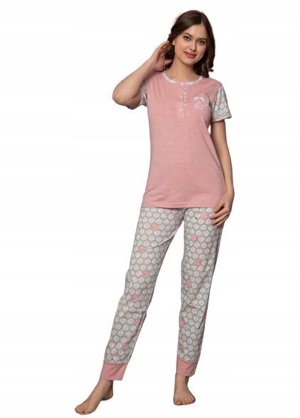 Fenix Piżama Damska Młodzieżowa Długa Różowa R. Xl