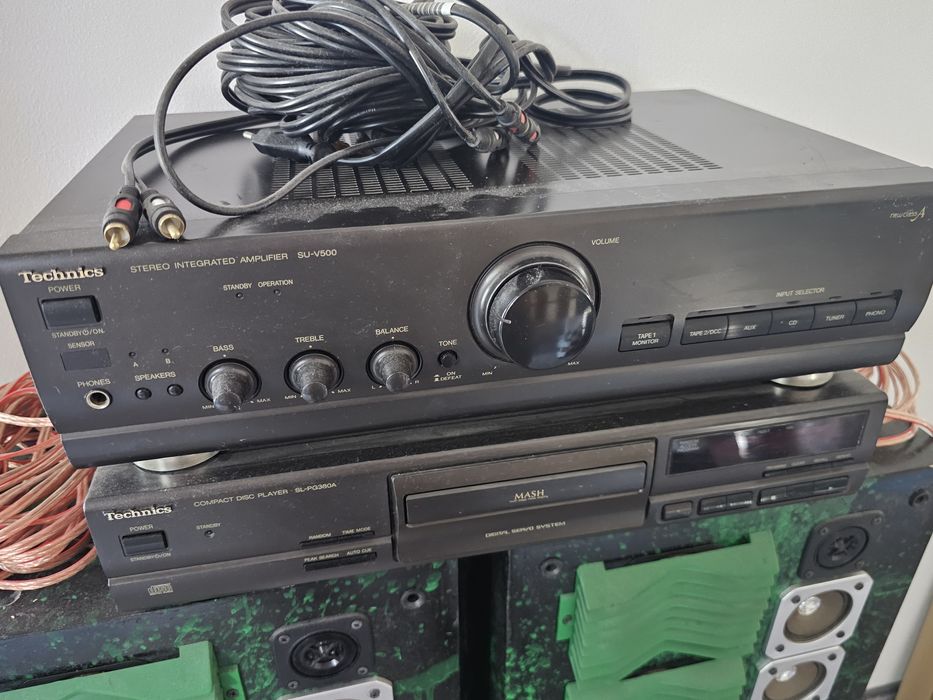 Wzmacniacz Technics SU-V500 + Kolumny Q5000 + Odtwarzacz + Okablowanie