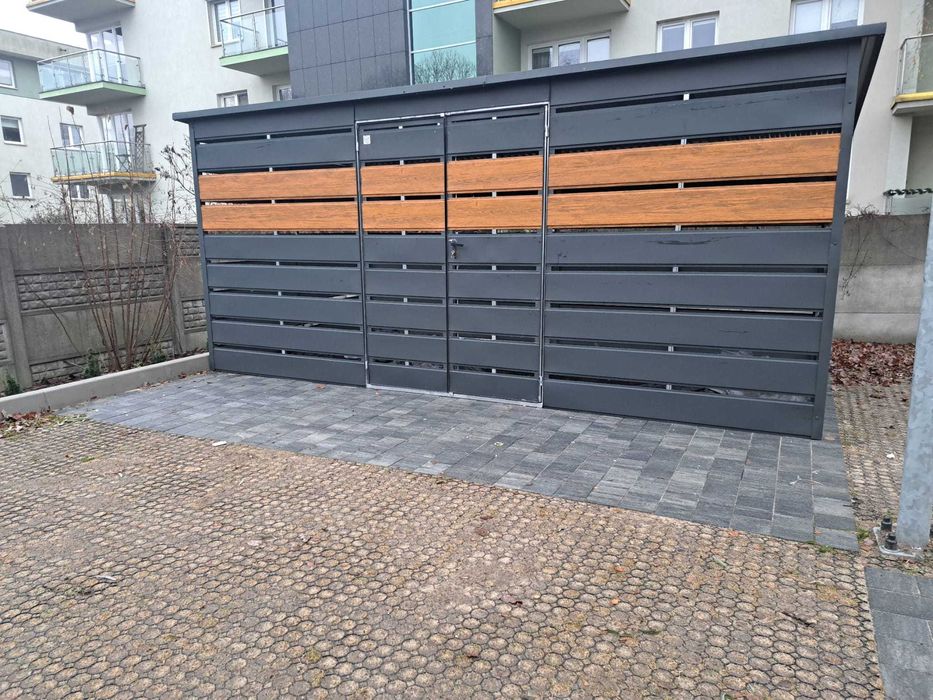 Wiata Śmietnikowa Grafit + Drewnopodobny Kolor