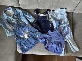 Jeansowe sukienki, kurteczka, kombinezon 68-74