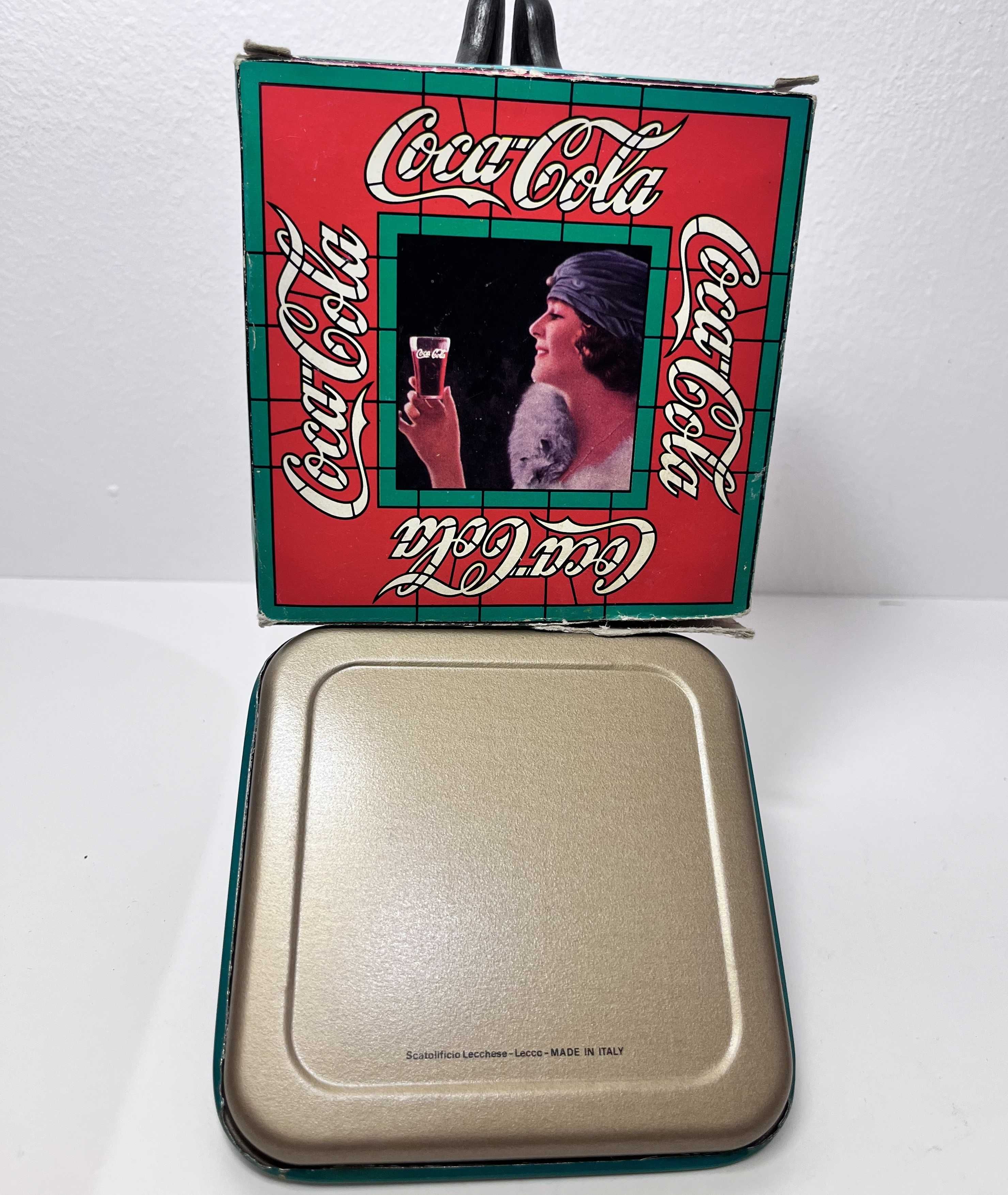 Vintage podstawki pod szklanki metal emalia COCA COLA Włochy- Lecco!