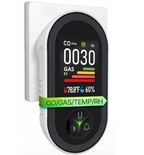 etektor Gazu i Tlenku Węgla z Wyświetlaczem Temperatury i Wilgotności