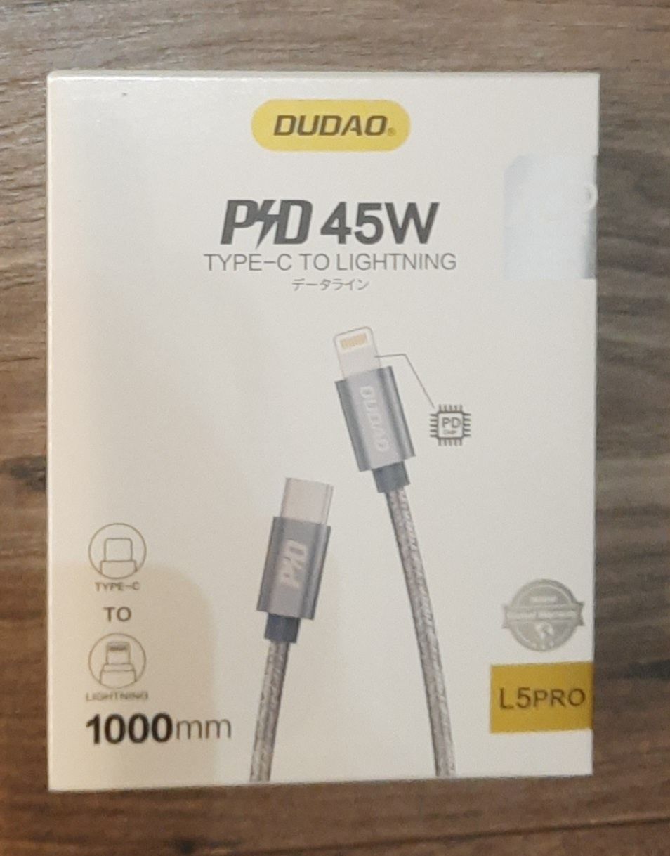 Dudao kabel przewód USB Typ C - Lightning Power Delivery 45W 1m szary