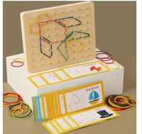 Tablica z gumkami,Geoplan, lewopółkulowa układanka Montessori,Prezent