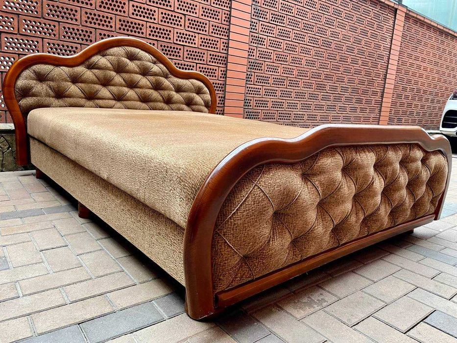 Розкішне 2-сп. ліжко + підйомний мех-м + ящик, інкрустація -ДЕРЕВО