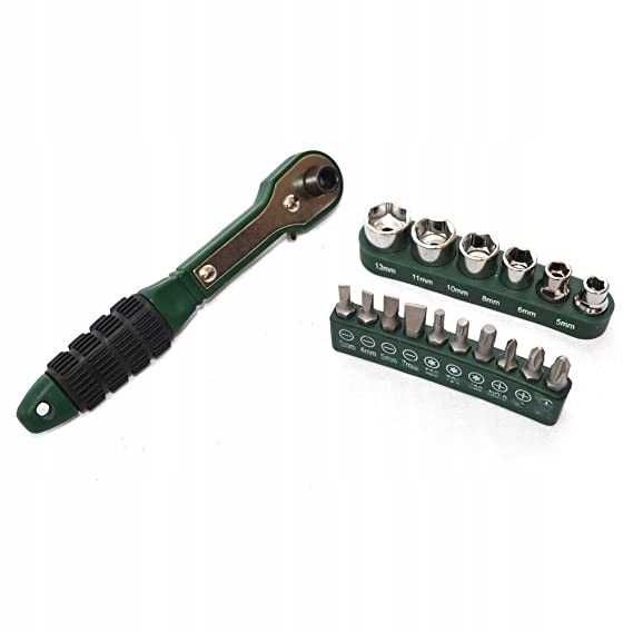 KLUCZ Z GRZECHOTKĄ ZESTAW KOŃCÓWKI Nasadki Bity 16 elem. Uniwersalny