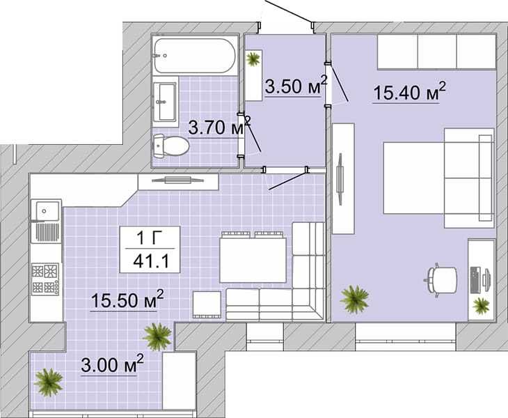 Продаж 1 кім квартири в центрі міста,