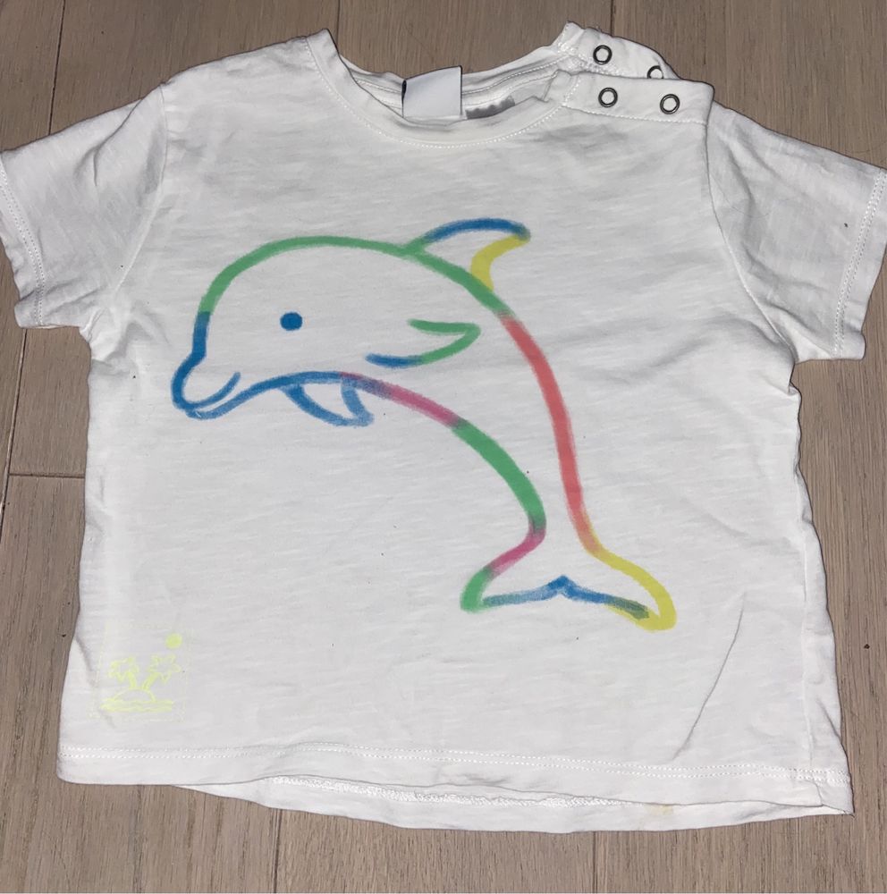 Tshirt koszulka biala delfin ideał 86 zara piękna  oversize