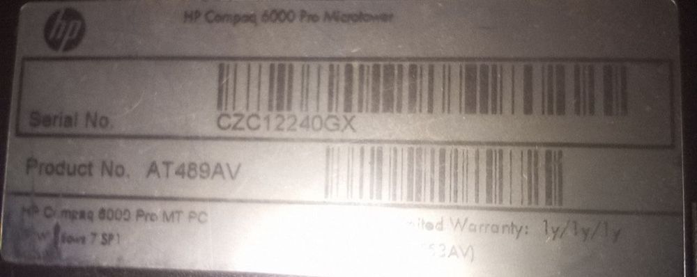 Компьютер Hewlett Packard compaq 6000 pro microtower + торг.