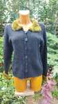 Sweter damski czarny z zielonym gruby rozmiar L/ XL