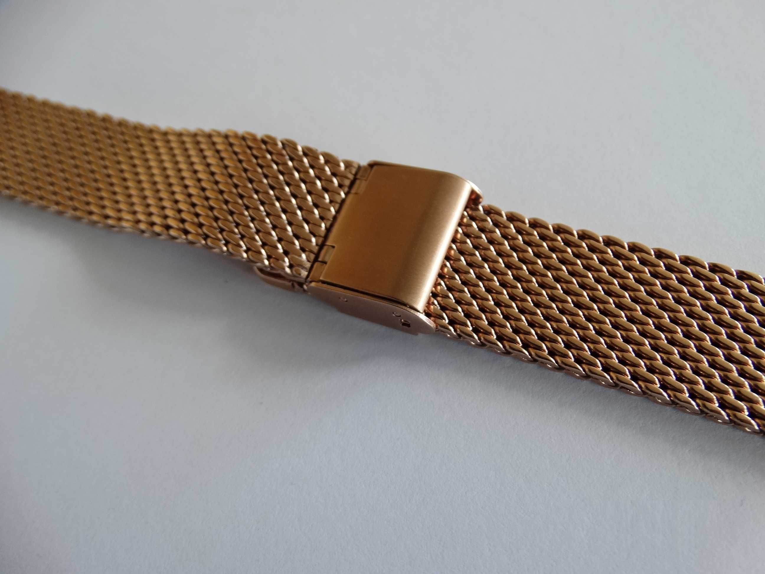 Bransoleta do zegarka mesh 18mm rose gold różowe złoto gruba