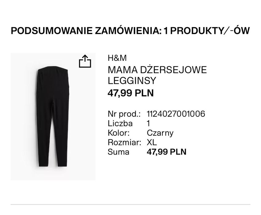 Legginsy ciążowe w rozmiarze XL H&M