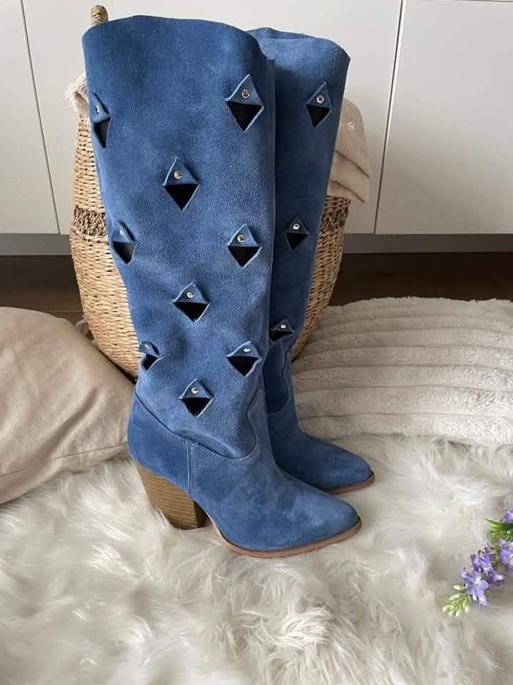 Eleganckie kozaki kowbojki kolory skóra naturalna