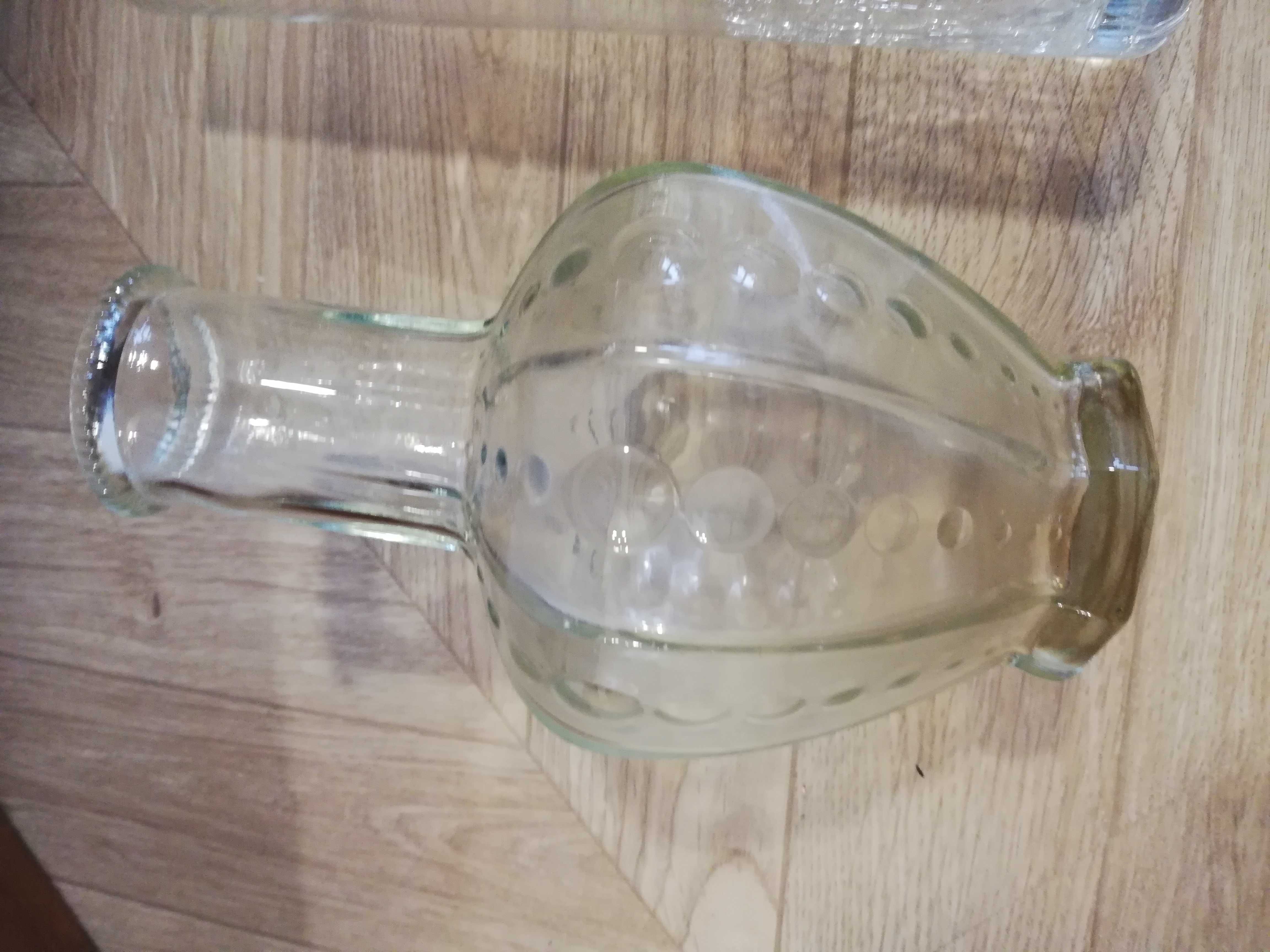 Naczynia szklane zestaw 3szt butelka kielich wazon stare