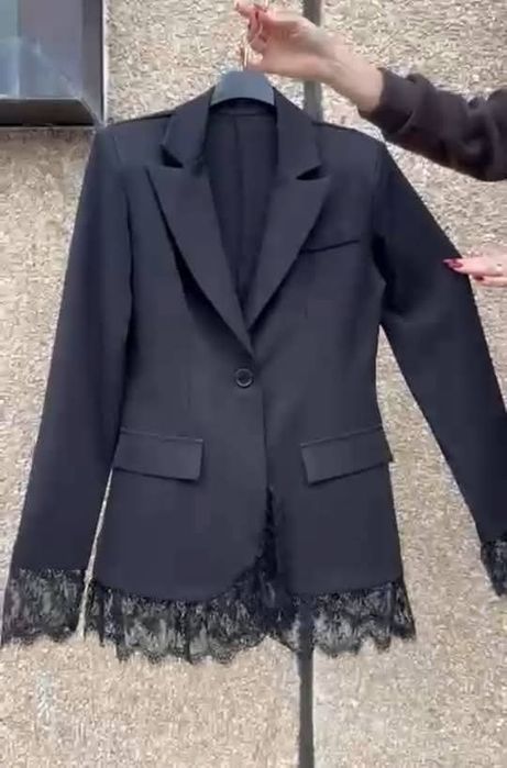 Żakiet marynarka koronka sm czarna