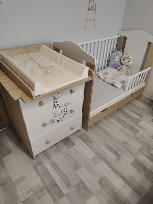 Łóżeczko + komoda DREWEX ŻYRAFA