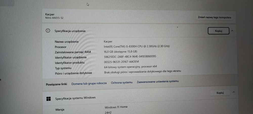 Acer nitro 5 GTX 1650 i5 8th