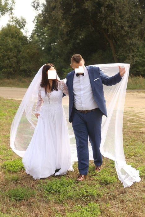 Suknia ślubna (czysta biel) 38/40 +welon