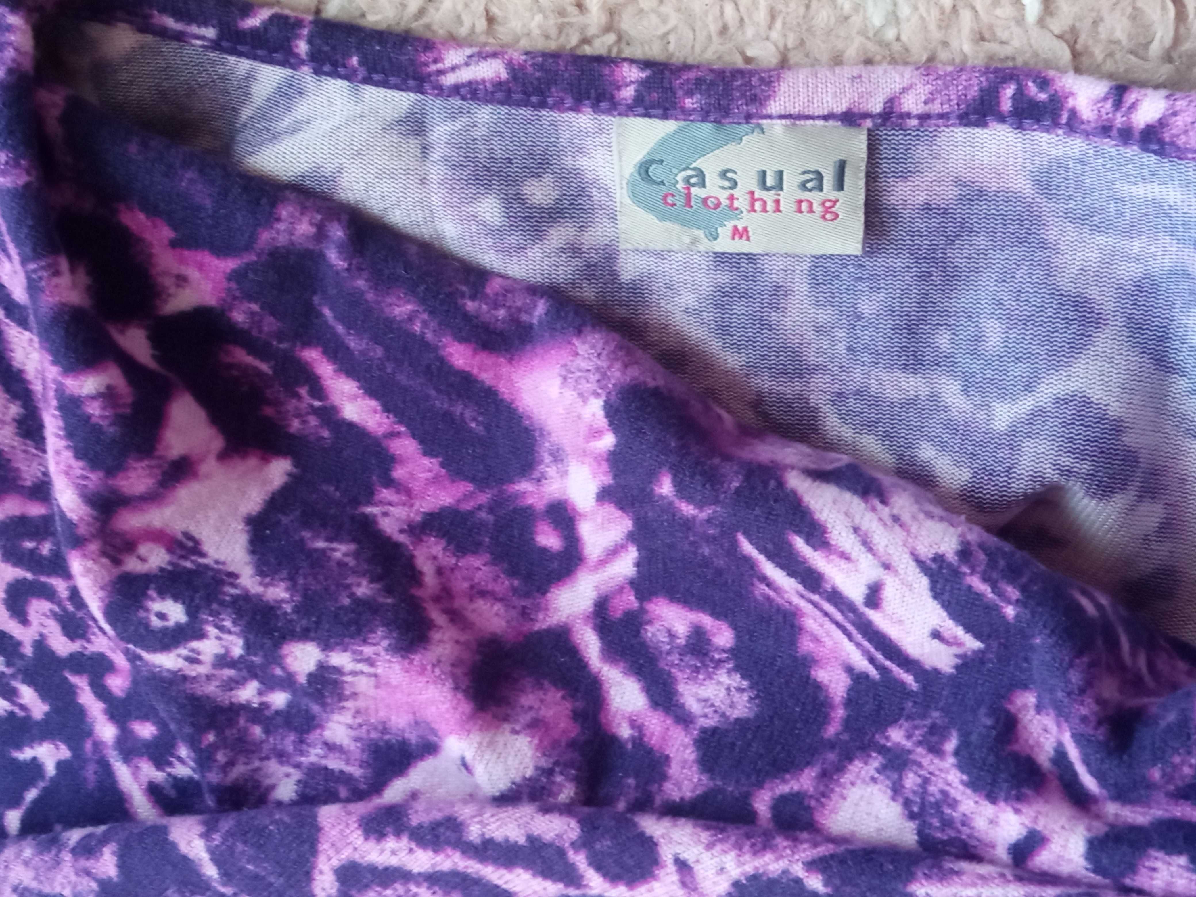 Bluzka fioletowa z lejącym dekoltem fioletowa Casual clothing 38 M