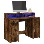 Vidaxl Biurko Z Podświetleniem Led, Przydymiony Dąb, 120X55X91 Cm