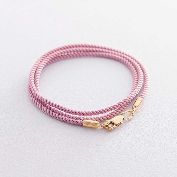 Цепочка Шелковый ювелирный шнурок(колье) + позолота вставка