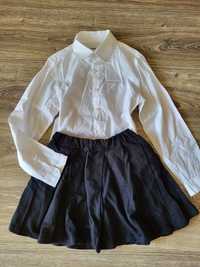Zestaw biala koszula + czarna spódnica 134-140 cm