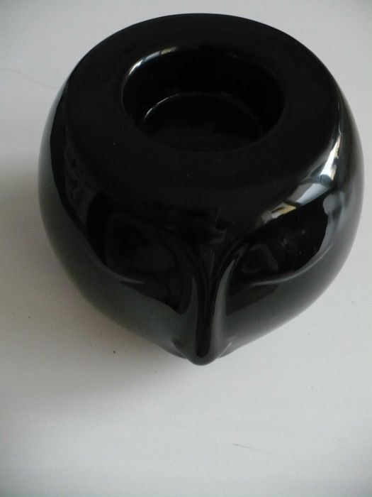 Świecznik głowa twarz ceramiczny czarny połysk z Pepco