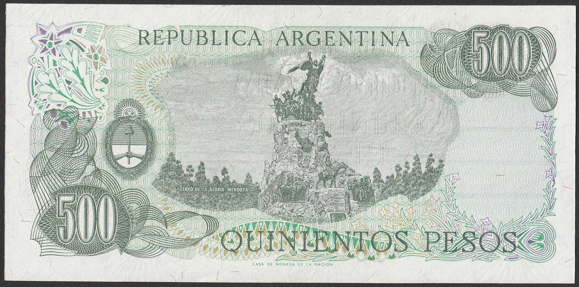 Argentyna 500 pesos 1977/82 - generał San Martin - stan bankowy UNC