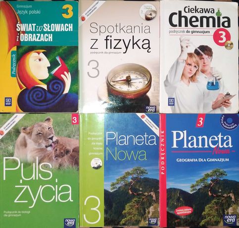 Podręczniki szkolne 3 chemia fizyka biologia polski geografia