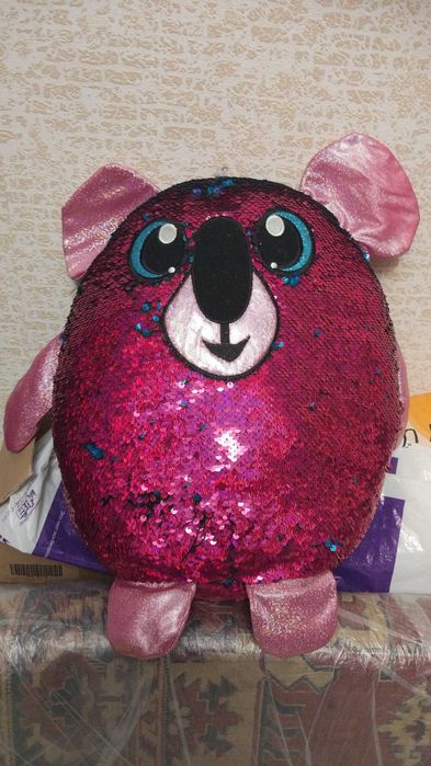 Подушка антистресс с пайетками- перевертыш, сувенир, сова