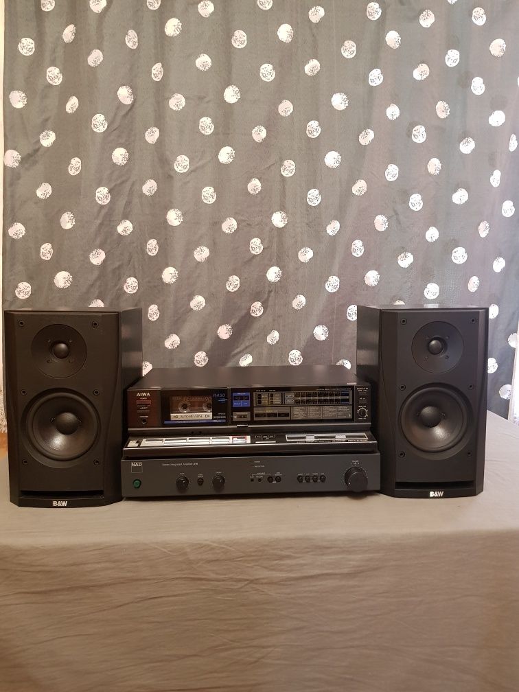 Wzmacniacz NAD Magnetofon Aiwa kolumny B&W