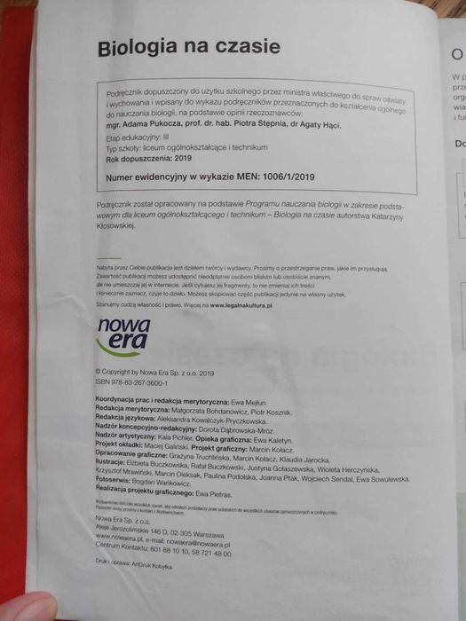 Biologia na czasie, klasa 1, Nowa Era. Liceum, technikum.
