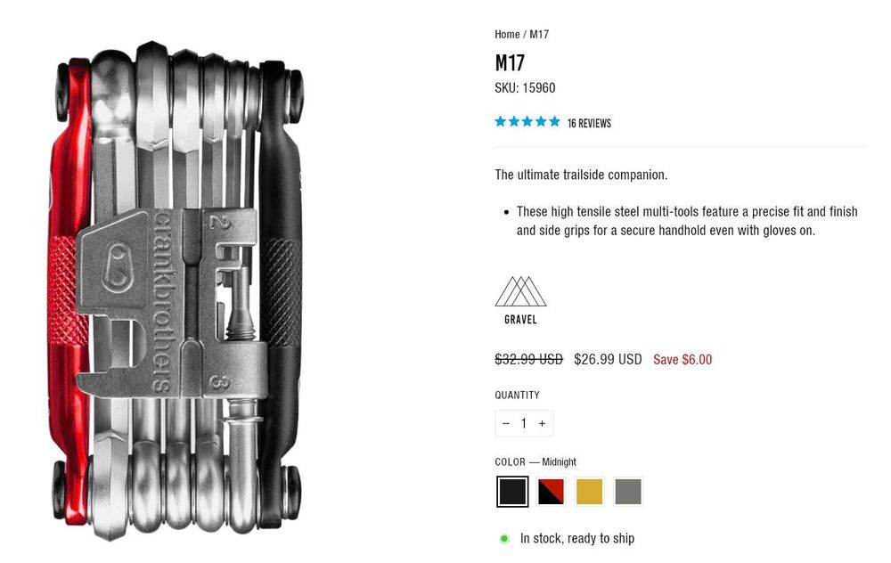 Мультитул ключі CrankBrothers M5 (Чорні/Мат/Золоті) / F10 / M17 (нові)