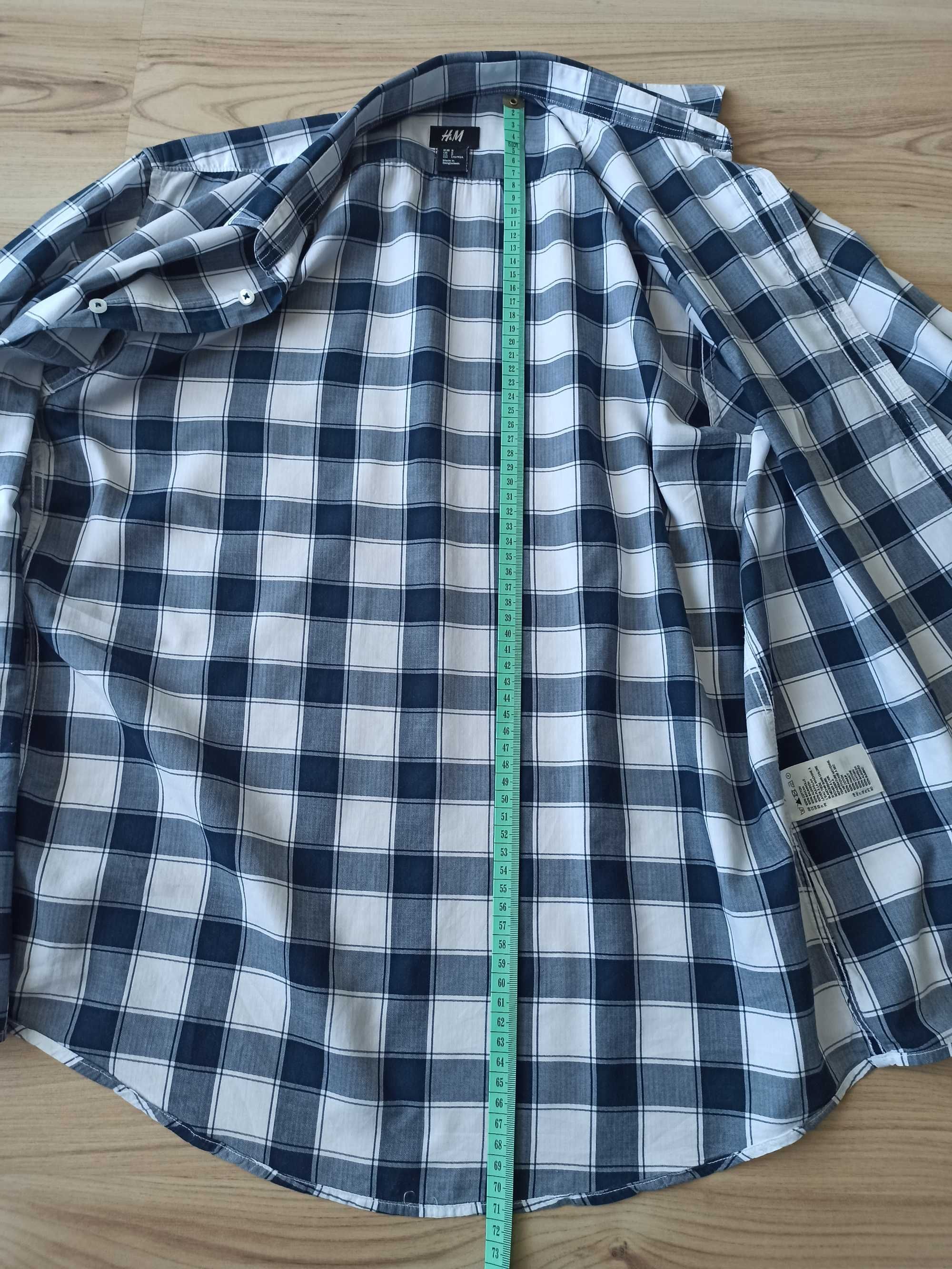 Koszula H&M w biało-granatową kratę S.
