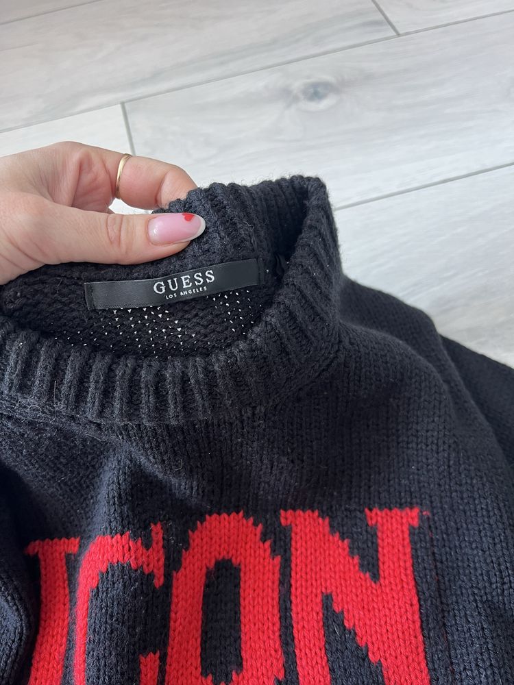 Sweter Guess czarny Icon desire Logo napisy r. S