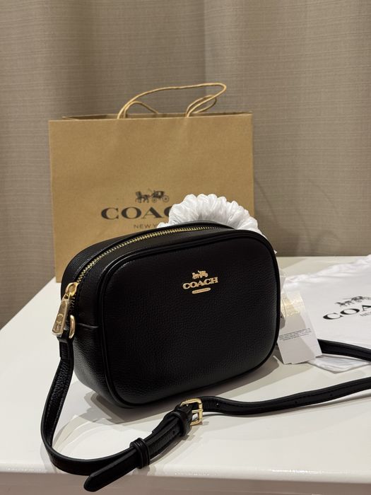 Сумка кросбоді Coach чорна шкіряна через плече crossbody сумочка mini