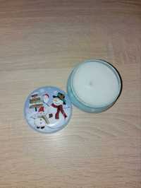 Рождественская свеча ароматическая в подсвечнике декорированном