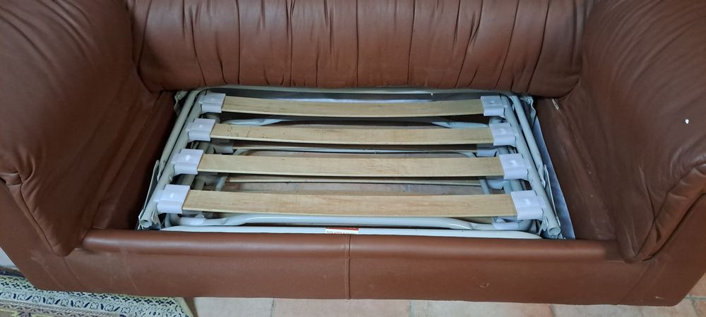 Sofá de 2 lugares com cama em pele