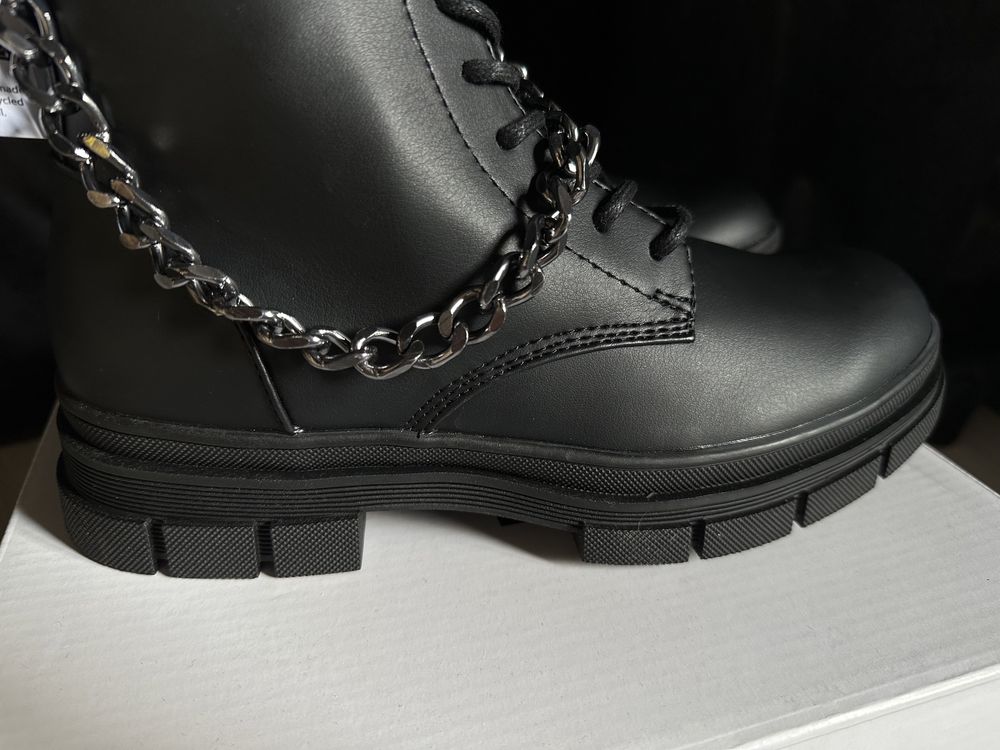 Yourturn botki sznurowane łańcuch 38 buty czarne traktory zalando