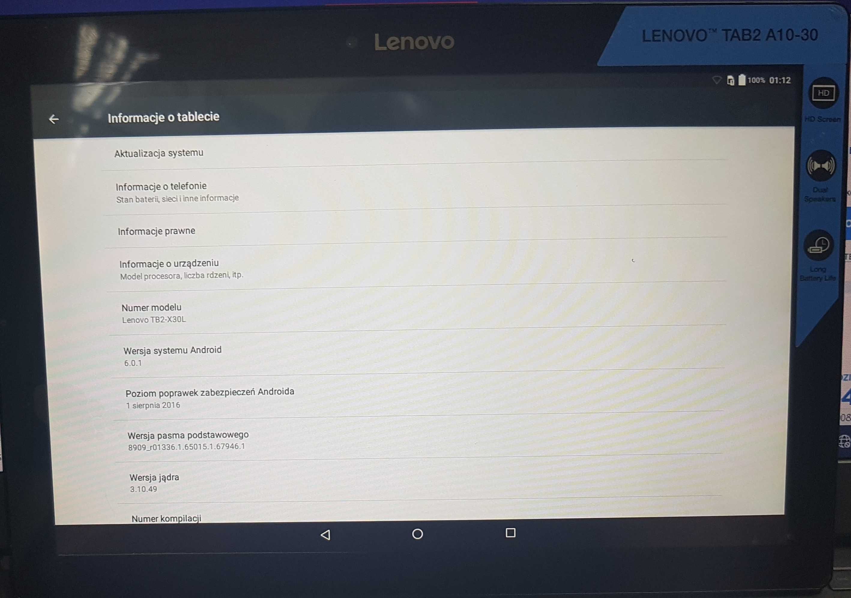 Tablet Lenovo A10-30L TB-X30L Sim LTE GPS 1/16Gb