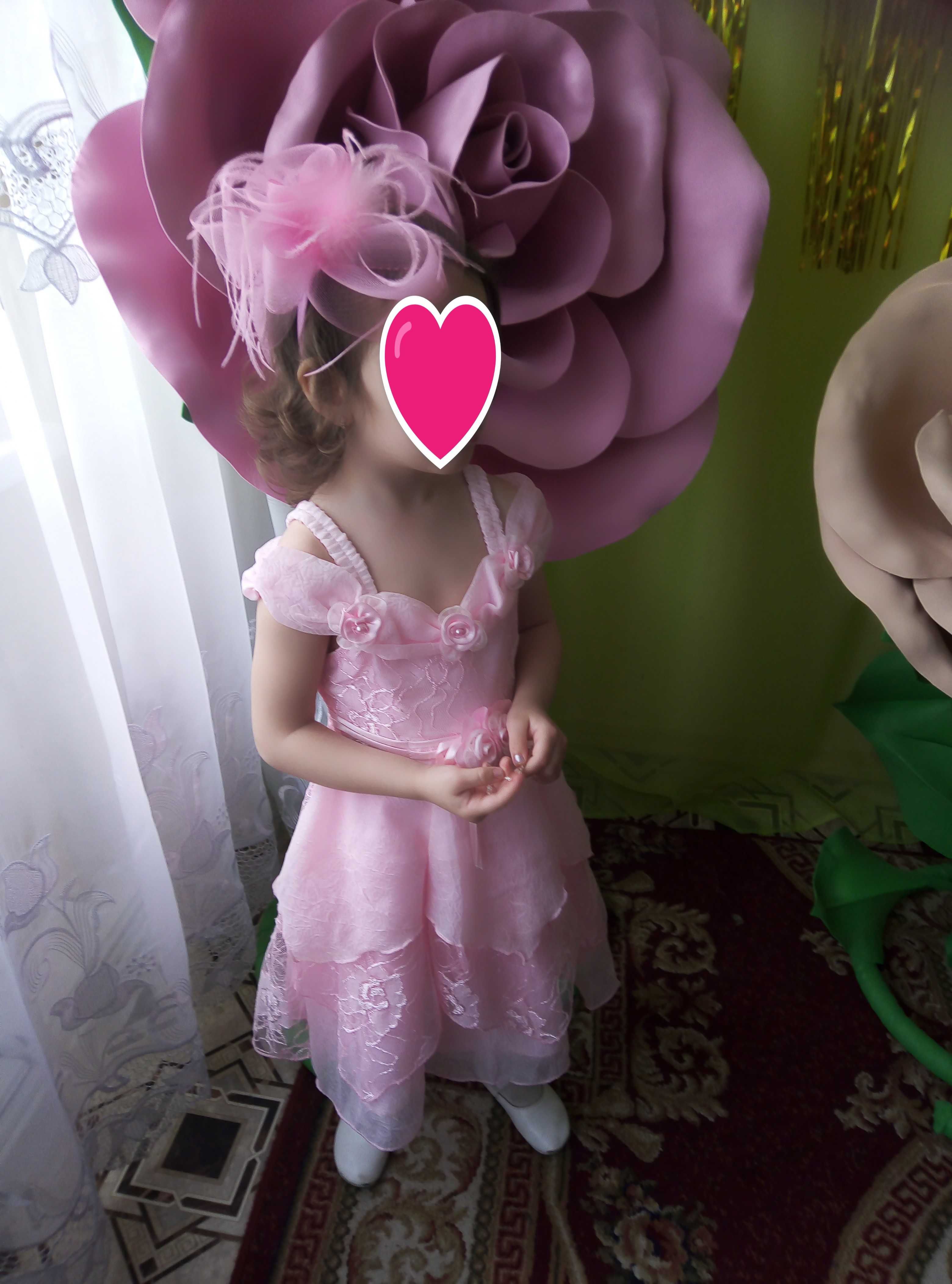 Красивое розовое платье fashion style на рост 98 - 104 см утренник