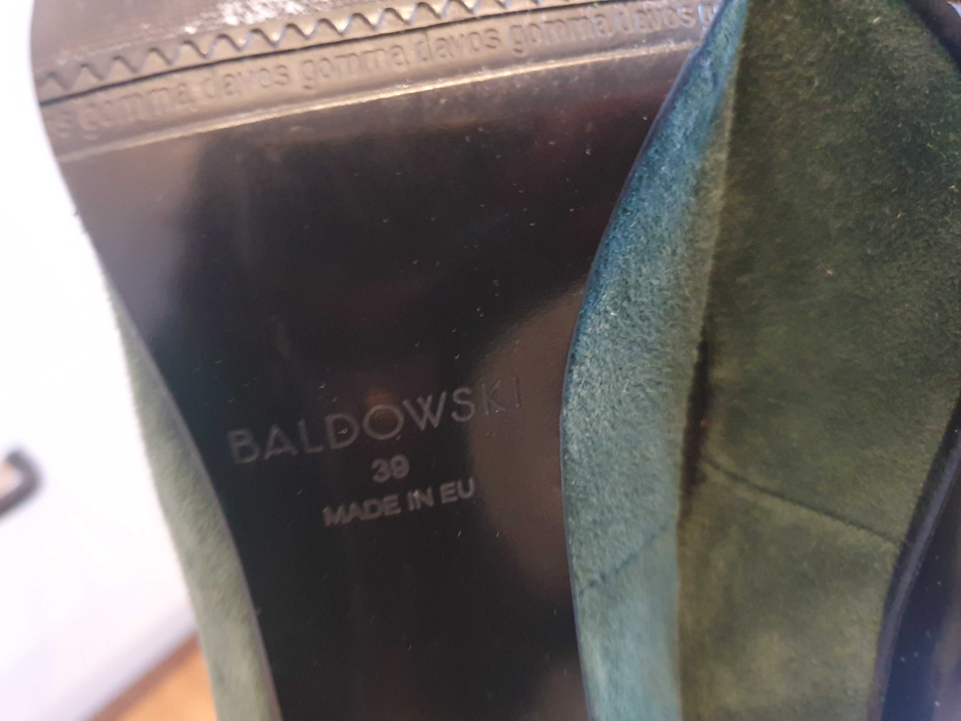 Zielone zamszowe botki, Baldowski, rozm. 39
