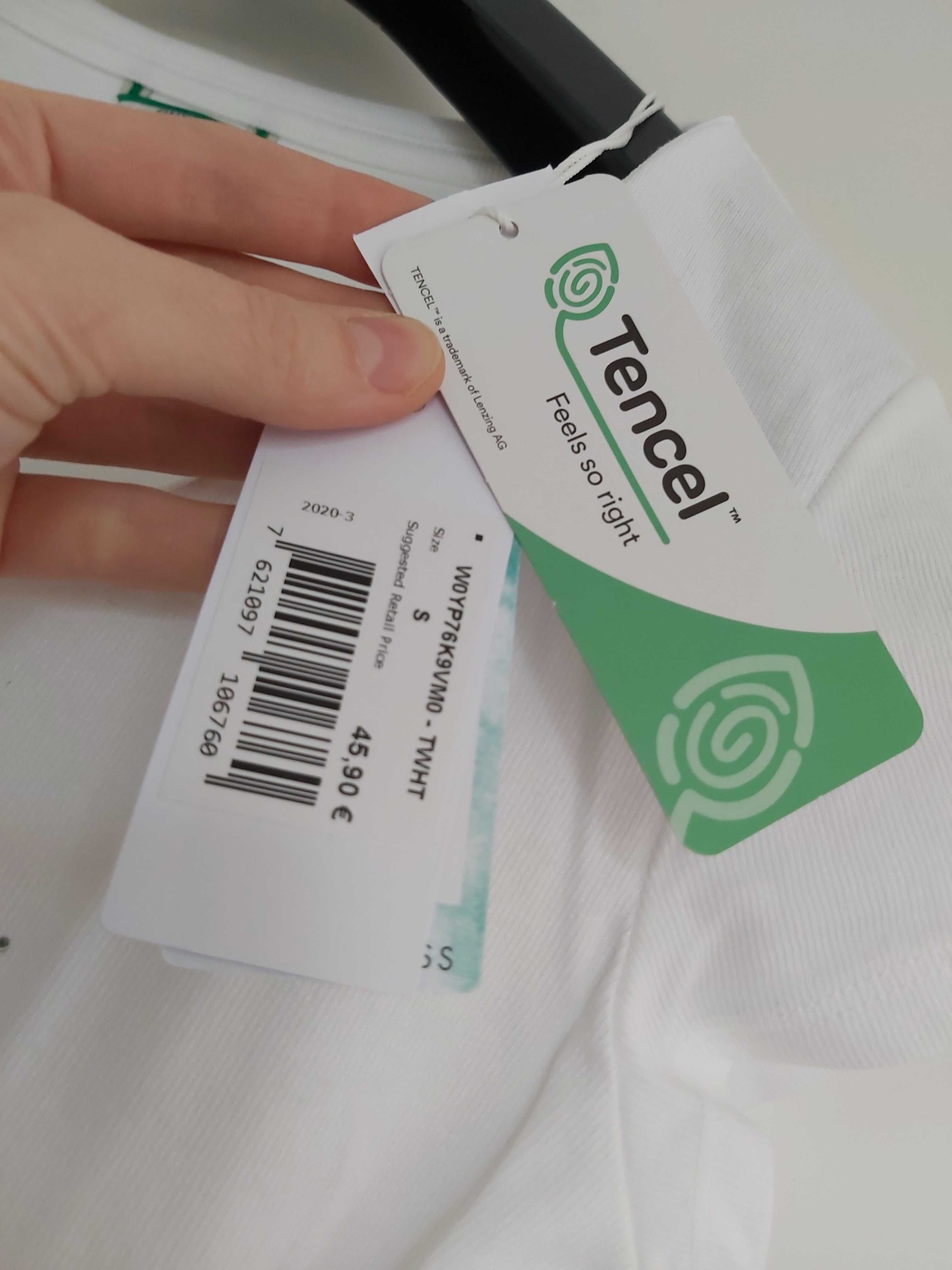 NOWY biały tshirt GUESS podkoszulek S cyrkonie TENCEL oddychajacy HIT