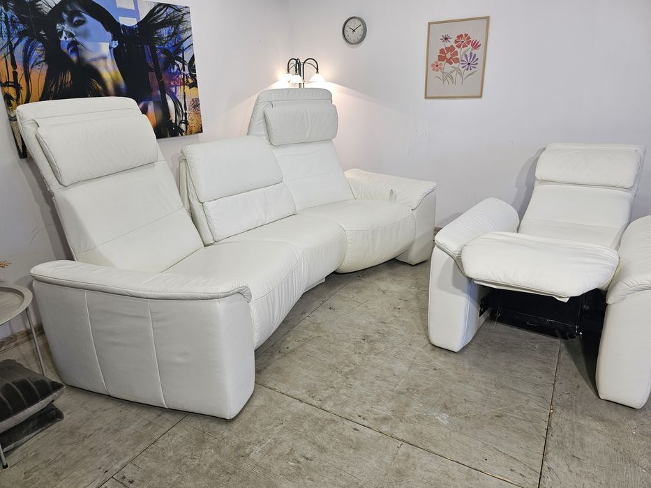 Wypoczynek skóra naturalna 3xrelax/stolik/kinosofa