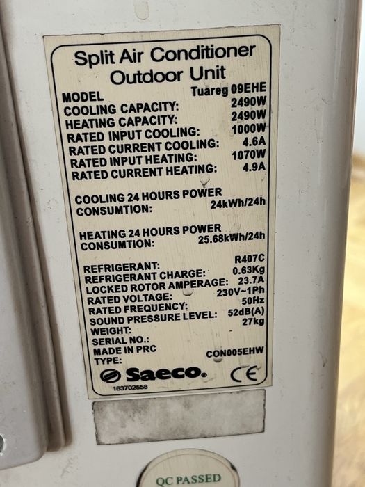 Klimatyzator Saeco komplet z pilotem