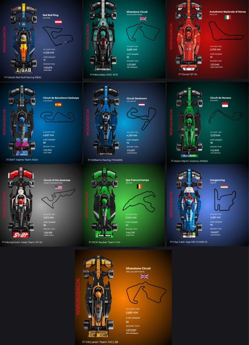 Ramki LEGO F1 Speed Champions (Redbull,Ferrari,Mclaren- wszystkie)